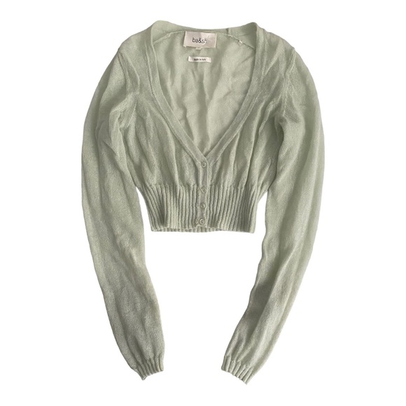 BA&SH “Fauzia” Green Cropped Knit Cardigan Size XS - Picture 2 of 7